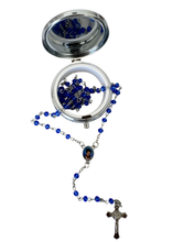 Load image into Gallery viewer, Carlo Acutis Rosary with Blue Beads and Metal Case