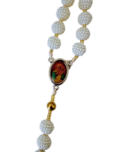 Load image into Gallery viewer, White Pearl Rosary with Gold Spacers (Handmade)