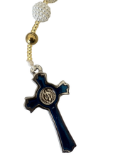 Load image into Gallery viewer, White Pearl Rosary with Gold Spacers (Handmade)