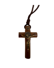 Load image into Gallery viewer, Saint Benedict Wooden Cross with Cord