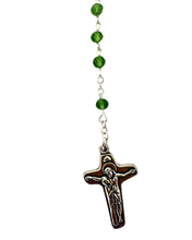 Load image into Gallery viewer, Our Lady of Schoenstatt Rosary with Green Beads &amp; Metal Case
