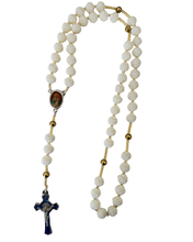 Load image into Gallery viewer, White Pearl Rosary with Gold Spacers (Handmade)
