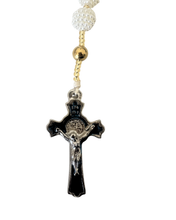 Load image into Gallery viewer, White Pearl Rosary with Gold Spacers (Handmade)
