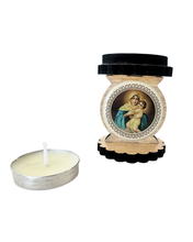 Load image into Gallery viewer, Wooden Candle Holder – Our Lady of Schoenstatt (Includes Replaceable Tealight)
