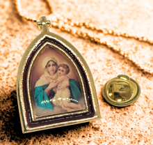 Load image into Gallery viewer, Religious Pin with Schoenstatt Movement Symbols
