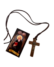 Load image into Gallery viewer, Saint Benedict Wooden Cross with Cord
