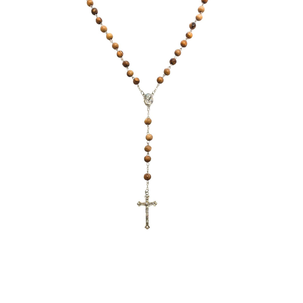 Brown Catholic Rosary With Schoenstatt Symbols