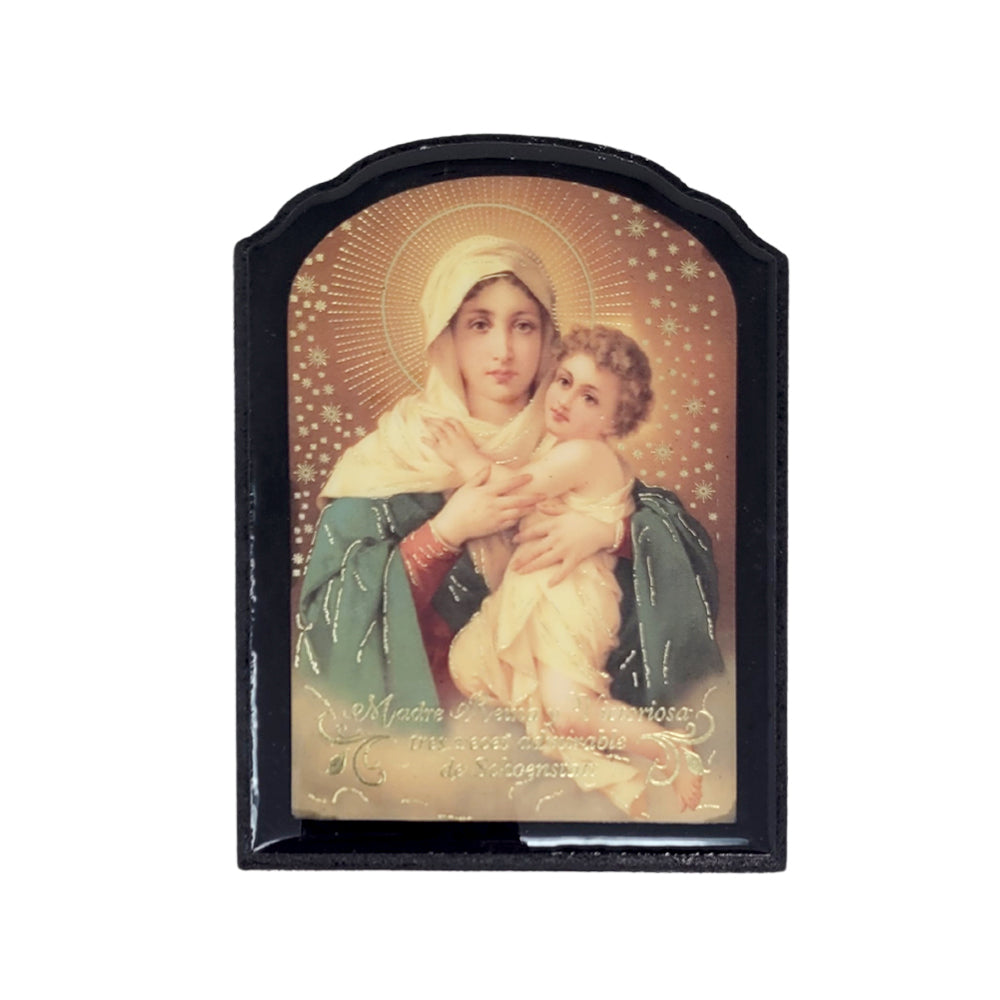 Virgen Mary with the Baby Jesus in resin with stand