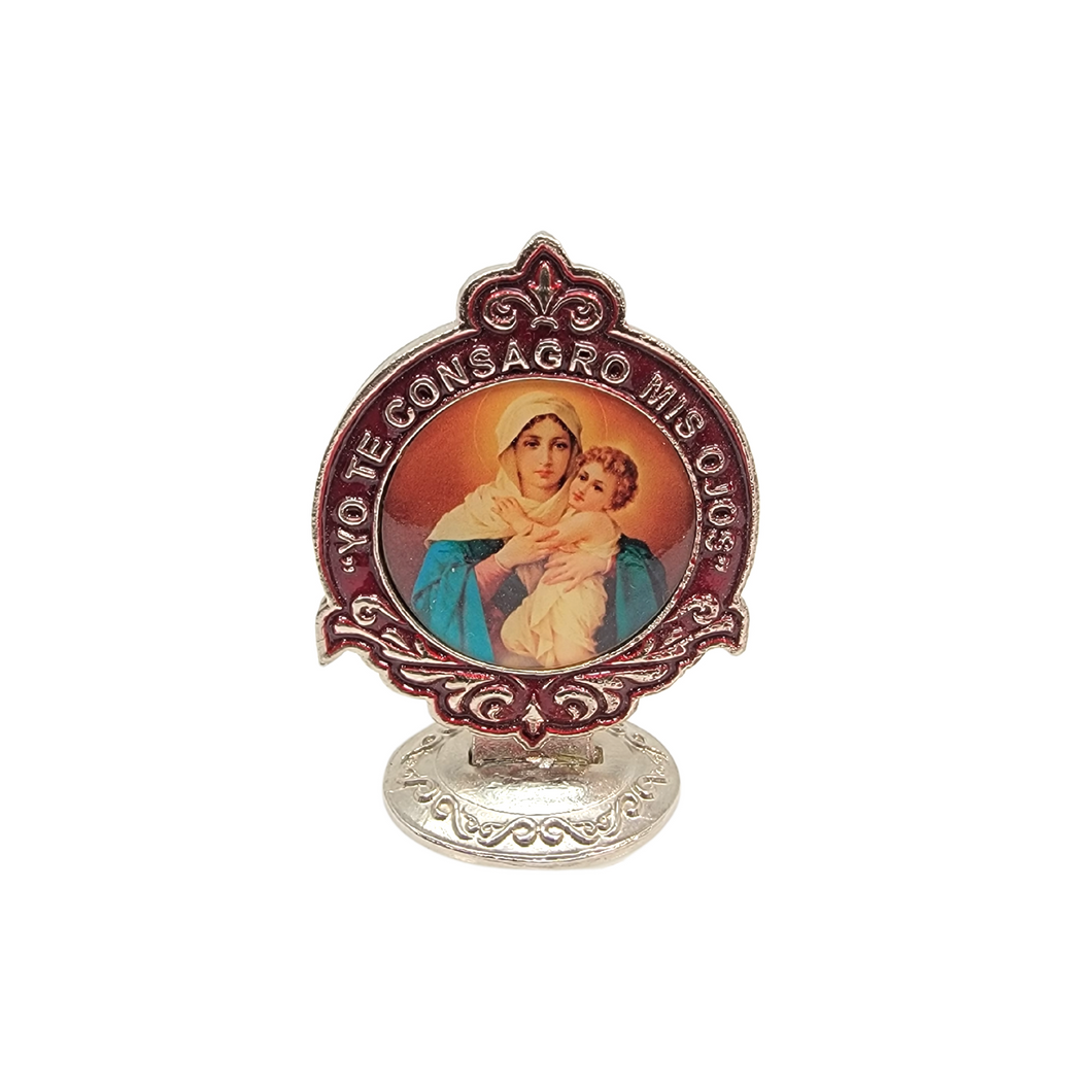Our Lady Of Schoenstatt Image with Consecration Prayer. With Round Pedestal