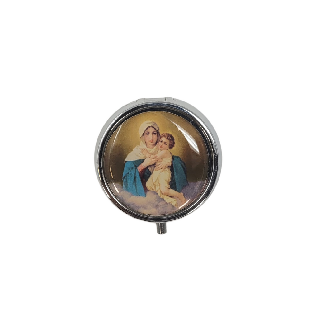 Steel Pill Box with image of Our Lady of Schoenstatt
