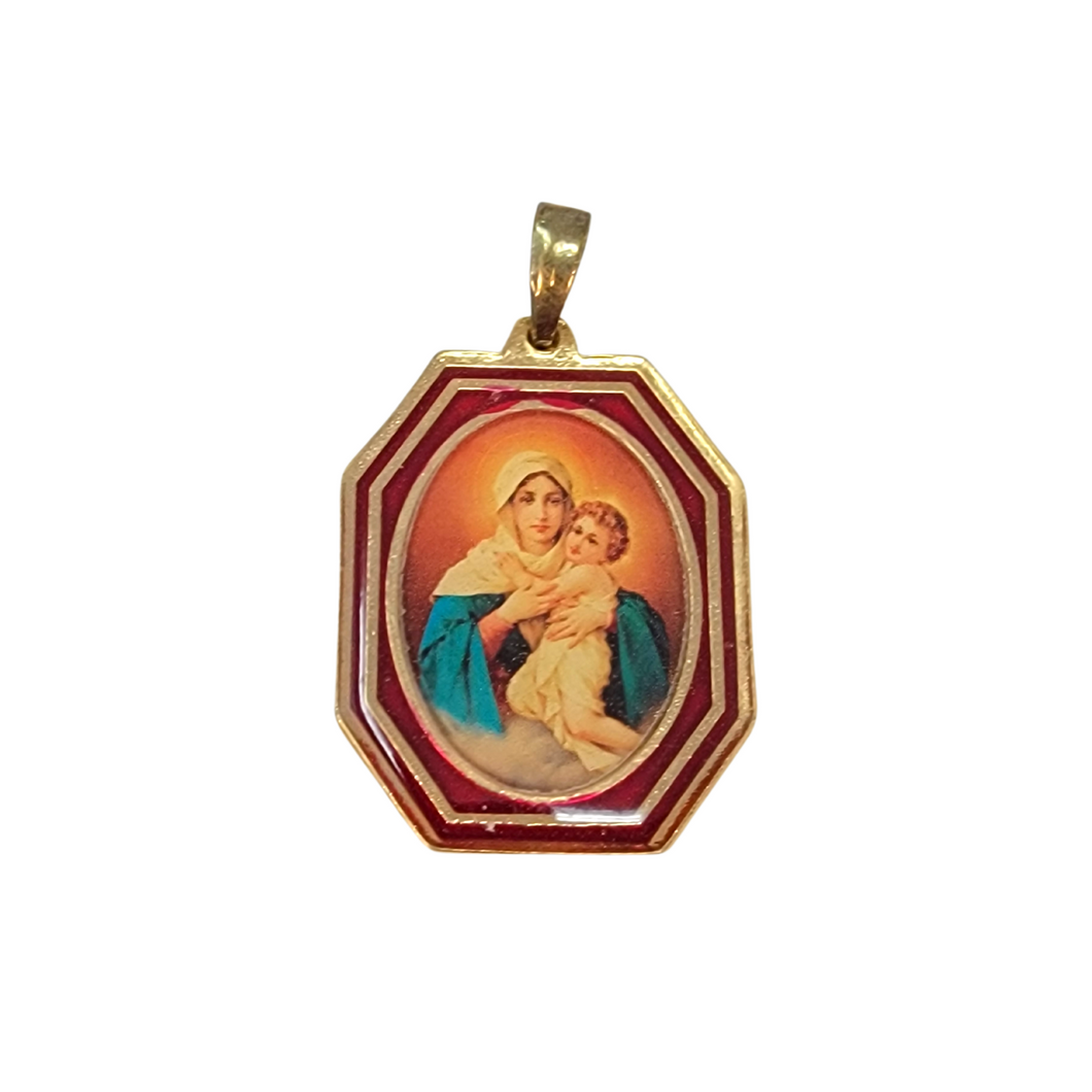 Red and Golden Medal with Our Lady of Schoenstatt Image