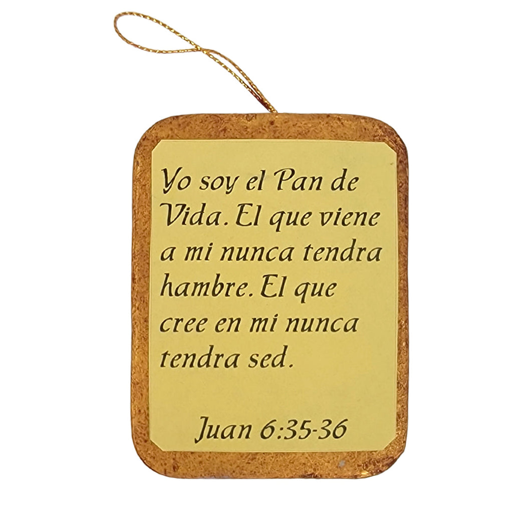 Juan 6:35-36 Life Reflection in wood, hang decoration