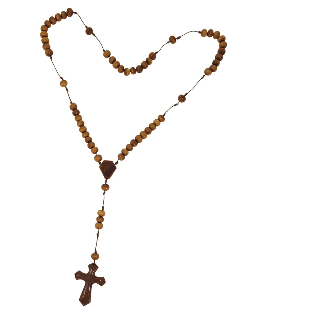 Rosary with acrylic brown pearls.