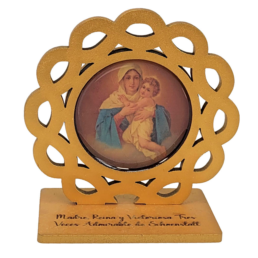 Ecuatorian Our Lady of Schoenstatt Portrait Print. Golden Colour. Small size. 3