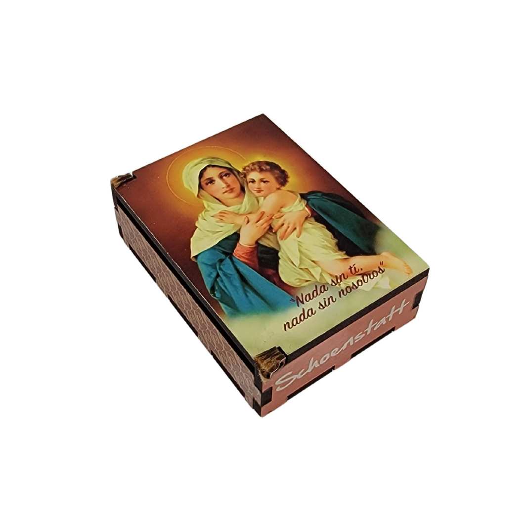 Rosary case with imagen of Our Lady of Schoenstatt