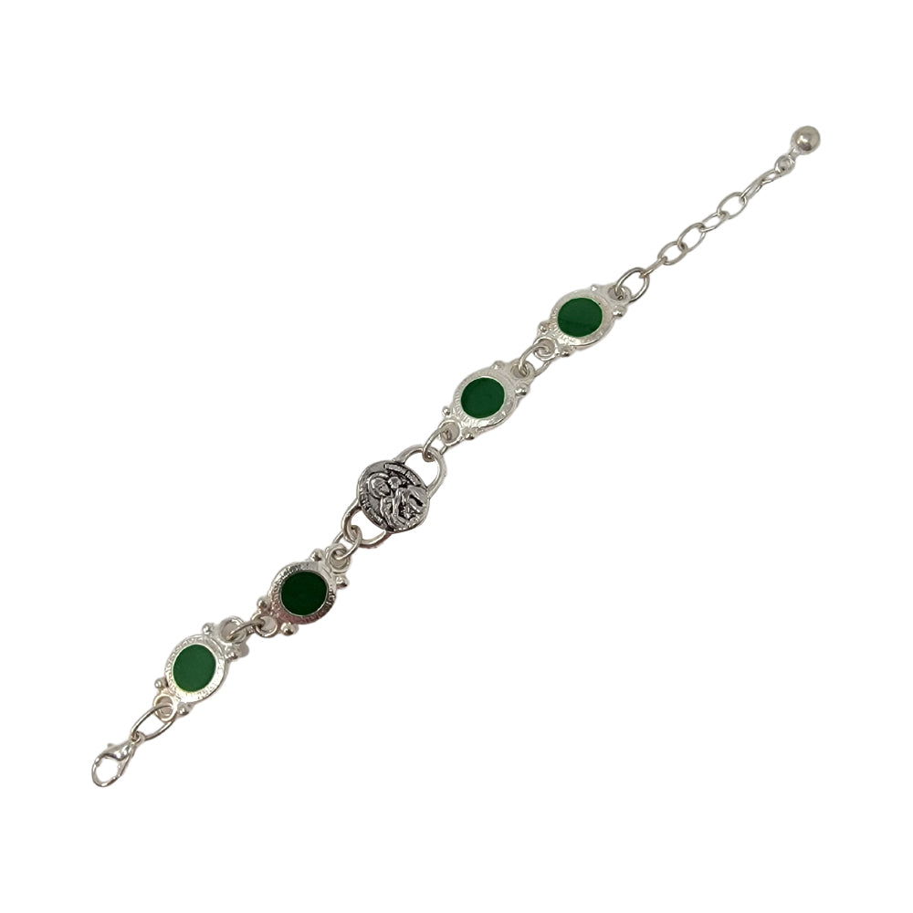 Metallic Bracelet Details in Green - Our Lady of Schoenstatt Medal 8