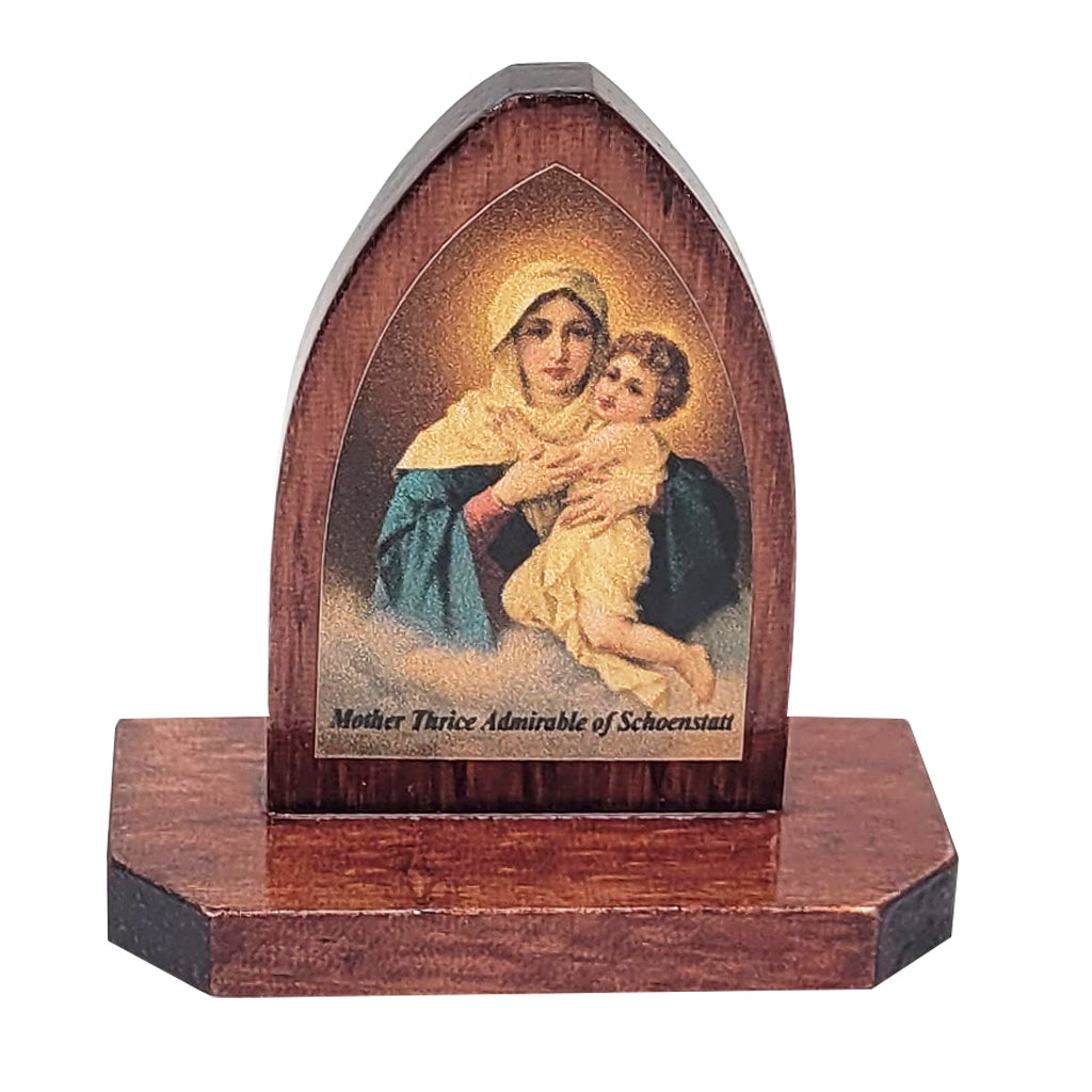 Mother Thrice Admirable, Queen and Victress of Schoenstatt. Dark Mahogany wood.  Extra-small size.