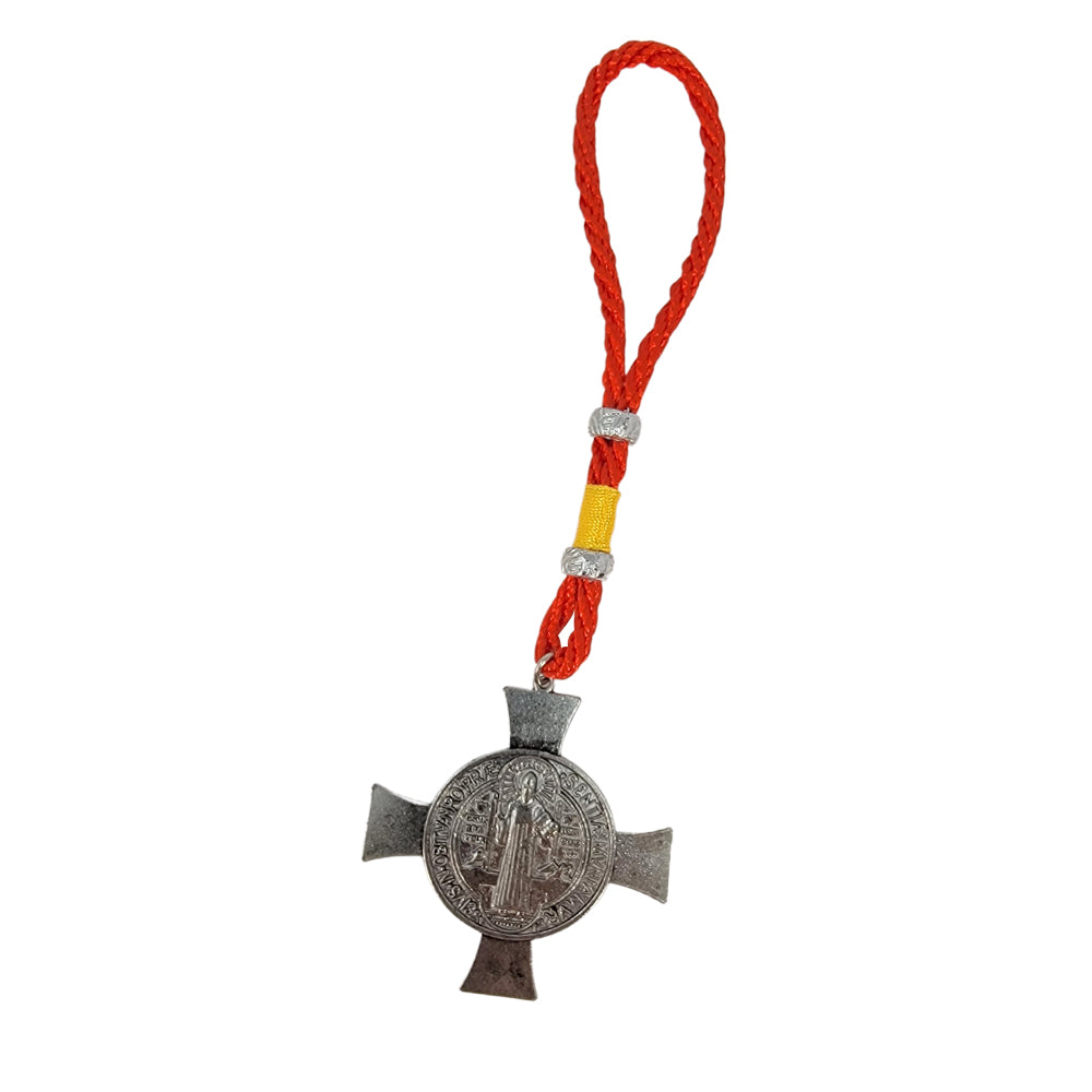 Religious inspirational Cross Medal with Red Lace