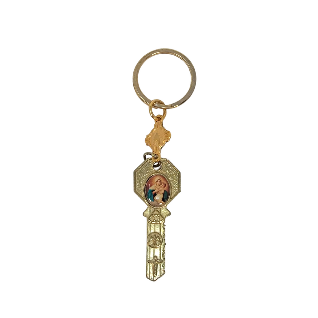 Religious Keychain Key Medal with Schoenstatt Movement Symbols